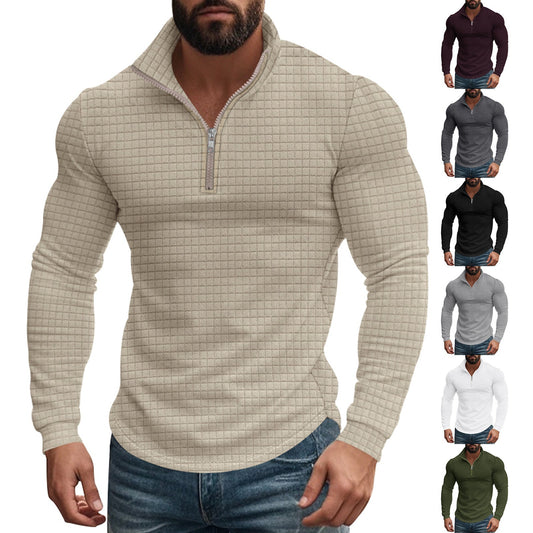 Men's Solid Zip Up Drop Shoulders sweatshirt