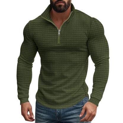Men's Solid Zip Up Drop Shoulders sweatshirt