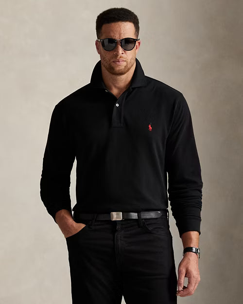 Langärmliges Piqué-Poloshirt